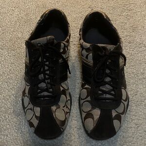Coach Tan and Black Patterned Sneakers